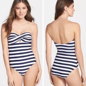 Ted Baker Cirana Striped Strapless One Piece Swimsuit Bathingsuit White 8